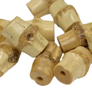 Natural bamboo root beads for DIY craft jewelry making, loose spacer beads with hole.