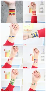 Pegatinas de tatuaje temporal impermeables para brazo con banderas de países para eventos deportivos.