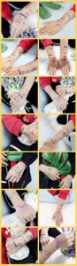 Vue détaillée de tatouages temporaires colorés de dessin animé avec de jolis motifs de circus.