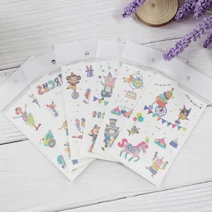 Autocollants de tatouage temporaire d'animaux pour enfants imperméables cirque mignon