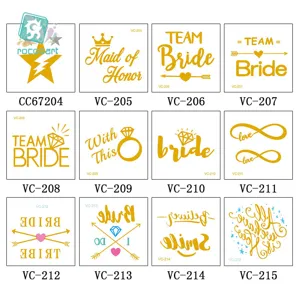 Waterproof Gold Stamping Temporary Tattoo Stickers Bachelorette Party Bride Team Bride Letter Body Art Decals