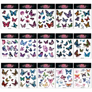 Waterproof 3D colorful butterfly temporary tattoo stickers stylish body art sheets wholesale