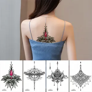 Waterproof chest back temporary tattoo stickers sexy lace gem body art transfer decals