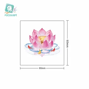 waterproof lotus goldfish temporary tattoo sticker minimalist floral body art 60x60mm