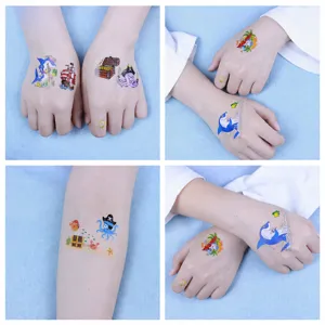 Waterproof kids temporary tattoo stickers, cute cartoon shark pirate designs for party.