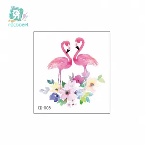 Waterproof flamingo temporary tattoo sticker for kids, cute floral body art design.