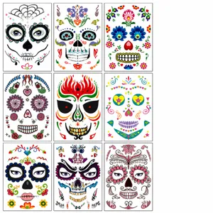Halloween temporary face tattoo stickers waterproof sugar skull makeup party cosplay decor