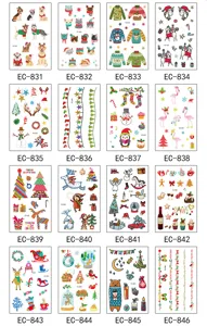 Christmas cartoon temporary tattoo sticker close up detail view, waterproof festive art.