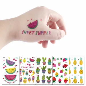 Kinder Wasserdichte Temporäre Tattoo Aufkleber Süße Obst Gemüse Pflanze Cartoon Körperkunst Falsche Tattoos Für Kinder Party