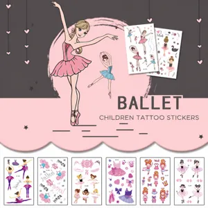 Adesivi per Tatuaggi Temporanei a Trasferimento d'Acqua Ragazza di Balletto Cartone Animato Bambini Carino Fata Cigno Impermeabile Arte del Corpo Finti Tatuaggi