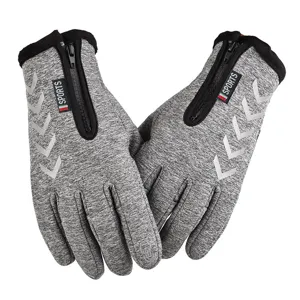 Winter fleece lined warm gloves for men and women windproof cycling ski gloves with zipper