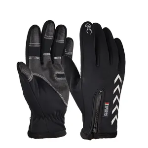Winter Waterproof Windproof Cycling Gloves Zipper Touchscreen Fleece Lined Warm Outdoor Sports Gloves For Men And Women