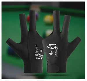 Gants de billard respirants 3 doigts ouverts antidérapants noirs pour queue de billard