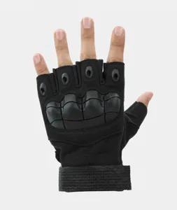 Tactical half-finger gloves black hard shell knuckle protection for outdoor sports riding