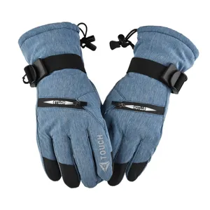 Winter waterproof ski gloves for men and women, warm fleece-lined outdoor sports cycling gloves.