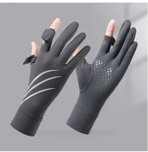 Summer outdoor cycling sun protection gloves with half finger design, breathable and anti-slip.
