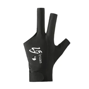 Gant de billard noir 3 doigts ouvert respirant antidérapant résistant à l'usure pour joueur.