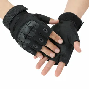 Tactical half-finger gloves with hard knuckle protection, ideal for outdoor cycling and sports.