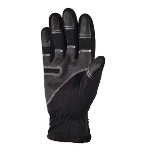 Thermal winter cycling gloves, windproof fleece-lined touchscreen gloves with zipper cuff.