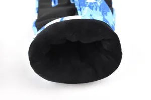 Thermal ski glove interior detail shot showing thick fleece lining for winter outdoor sports.