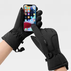 Winter ski gloves waterproof windproof warm touch screen PU leather outdoor cycling gloves