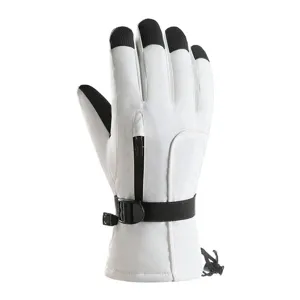 Winter waterproof ski gloves with fleece lining, thermal windproof design for outdoor sports.