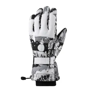 Winter ski gloves for men and women, warm fleece-lined waterproof windproof outdoor sports.