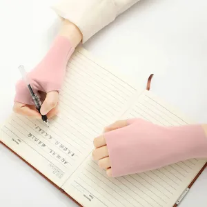 Winter fleece-lined fingerless gloves for women and men, soft thermal wrist warmers for typing.