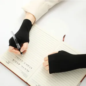 Thermal half-finger gloves winter stretch wrist warmer writing driving black gloves for daily use