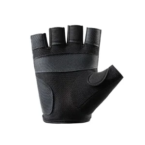 Schwarze halbfinger Radsport-Handschuhe, atmungsaktive Mesh-Sport-Handschuhe für Fitness.
