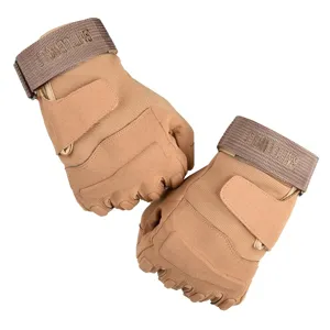 Khaki tactical hard knuckle gloves, outdoor sports cycling mountaineering training gear.