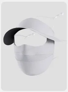 Masque de protection solaire visage en soie glacée avec bord, visage respirant été.