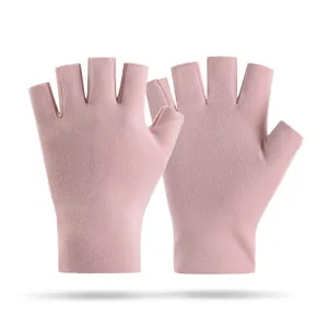 Fleece-lined half-finger thermal gloves for winter cycling and driving warm wear.