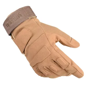 Tactical full finger gloves outdoor sports anti-slip military combat hiking gloves in khaki color