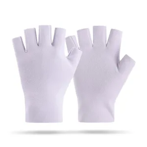Winter fleece half finger gloves for cycling driving warm lavender stretch knit gloves