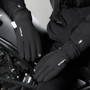 Thermal winter cycling gloves, windproof fleece-lined touchscreen ski gloves for outdoor sports.