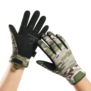 Full finger tactical gloves camouflage outdoor training cycling anti slip breathable mesh fabric.
