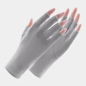 Women Sun Protection Gloves UV Protection Ice Silk Half Finger Anti-Slip Driving Cycling Breathable Summer Thin Hand Care Gloves
