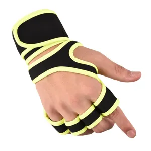 Fitness weightlifting gloves with integrated wrist wraps for gym training and barbell lifting support