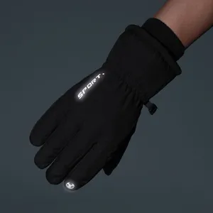 Black winter sports gloves for men women thermal windproof outdoor cycling skiing cold weather