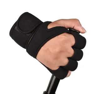 Gym weightlifting palm protector with wrist wrap fitness training crossfit gym workout glove