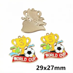 Detail shot of alloy world cup football enamel charms pendants, nice crafting accessories.