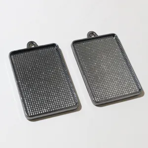 Gunmetal alloy rectangular pendant tray bezels, perfect for DIY jewelry making and crafts.