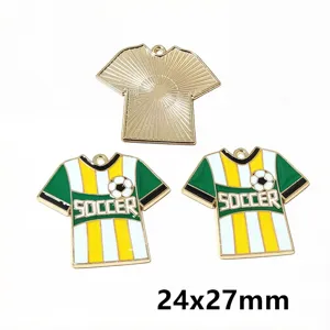 Soccer jersey alloy enamel charms DIY jewelry pendants for keychains and bag decor 24x27mm