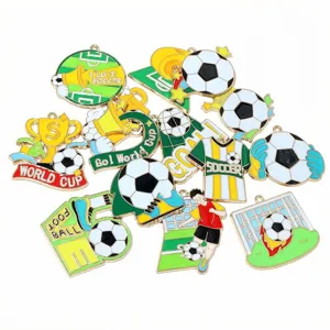 Colorful Soccer World Cup Enamel Alloy Charms DIY Jewelry Pendants For Keychains Decors