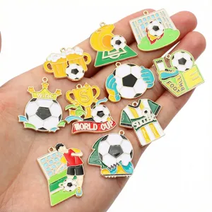 Soccer theme enamel alloy charms pendants for DIY jewelry making, keychains, and bag hanging.