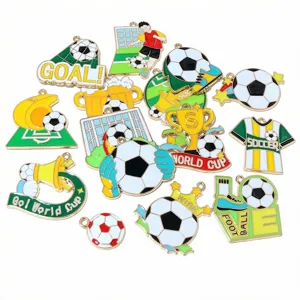 Zinc Alloy Soccer Football World Cup Theme DIY Enamel Pendants Charms French Vintage Jewelry Making Accessories