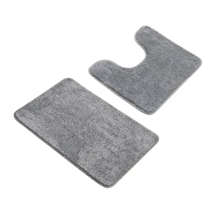 Tapis de Sol de Salle de Bain Antidérapant Absorbant Poilu pour Porte de Toilette Tapis en Polyester Minimaliste Moderne Ensemble