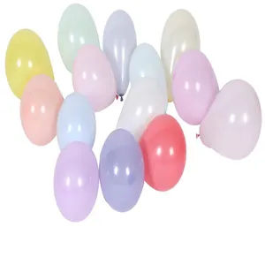 Close-up detail of colorful macaron latex balloons mix, perfect for party and event decoration.