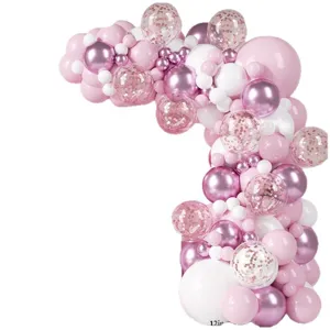 Pink and white balloon arch garland kit for wedding and birthday party decorations